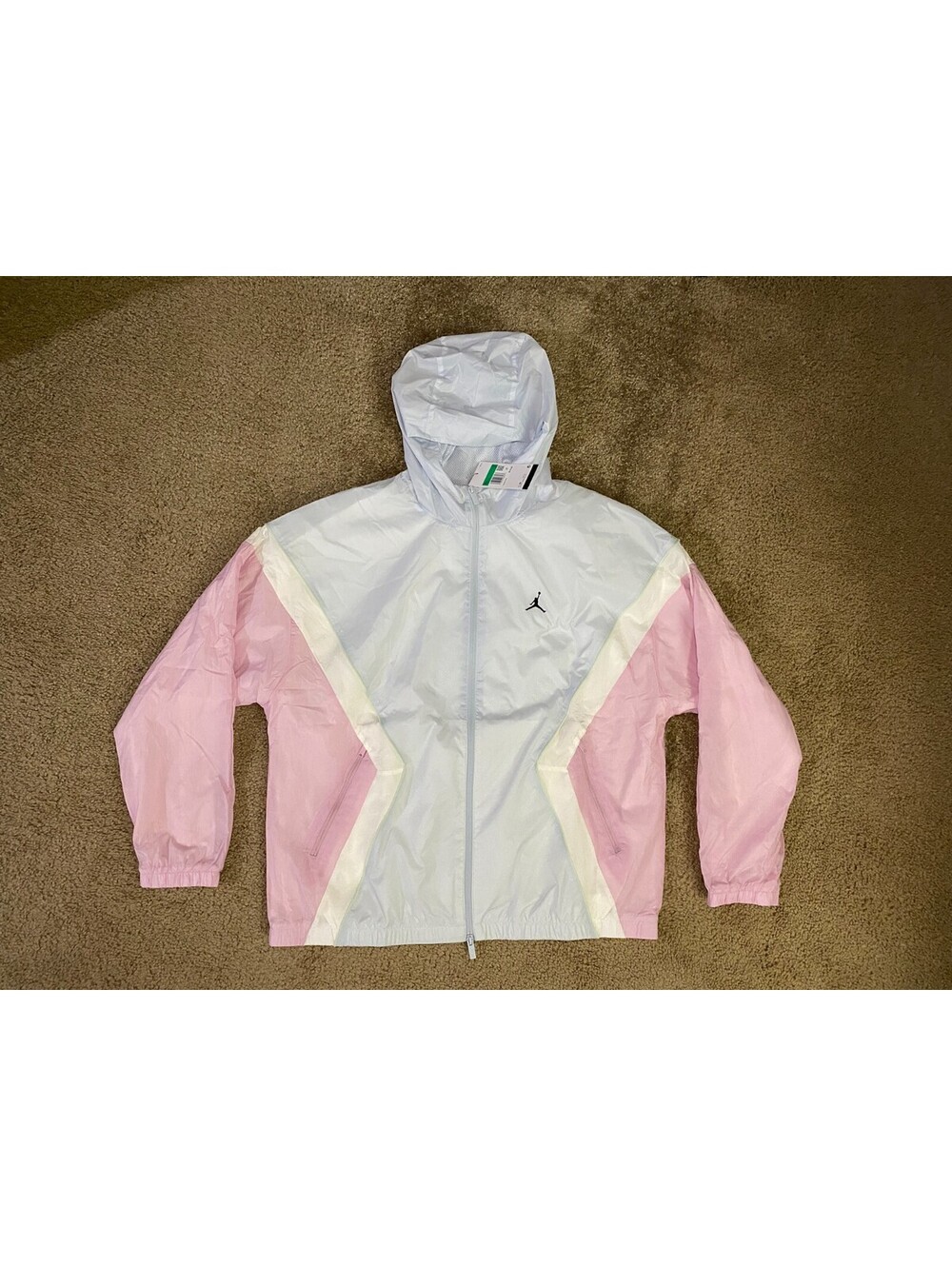 Jordan Brooklyn Draft Jacket Mens XL Pink Blue Mesh Lined Jumpman Logo Full Zip
